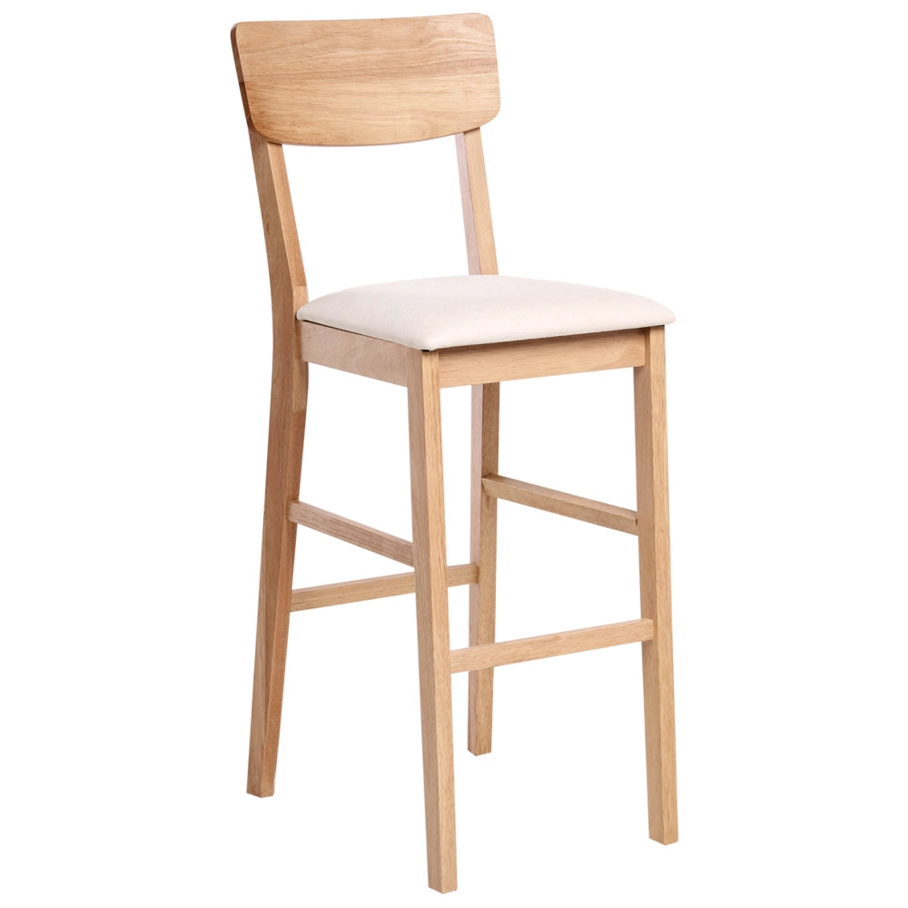 Set di 2 sedie da bar Marrone chiaro e beige chiaro Seduta imbottita in legno di gomma e poliestere