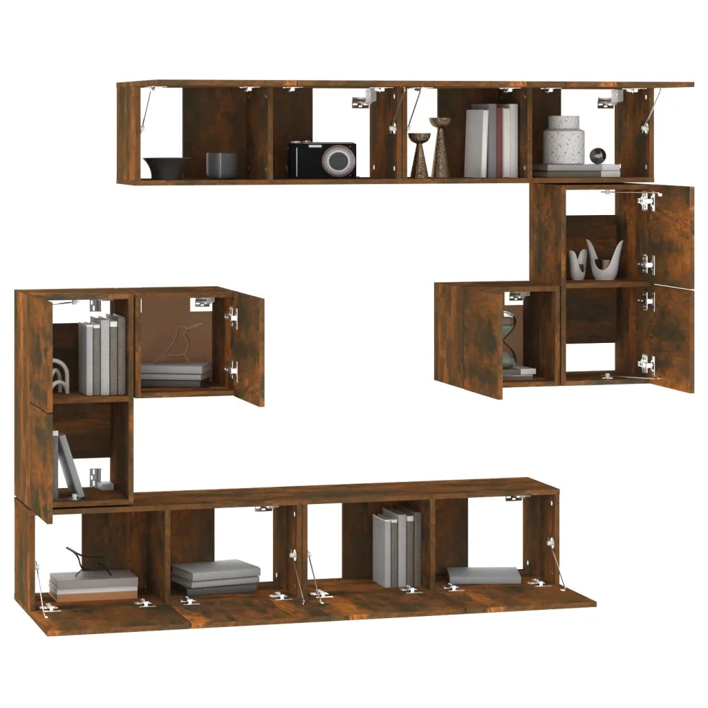 Mobile Porta TV a Parete Rovere Fumo in Legno Multistrato 3114587