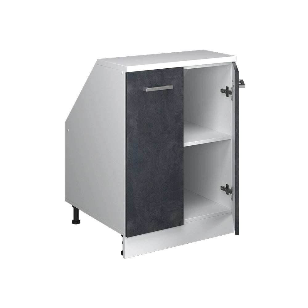 Mobile sottotetto Rion Calce nera/Bianco 60 x 83.8 cm con 2 porte, carcassa 60 cm profondità Vicco