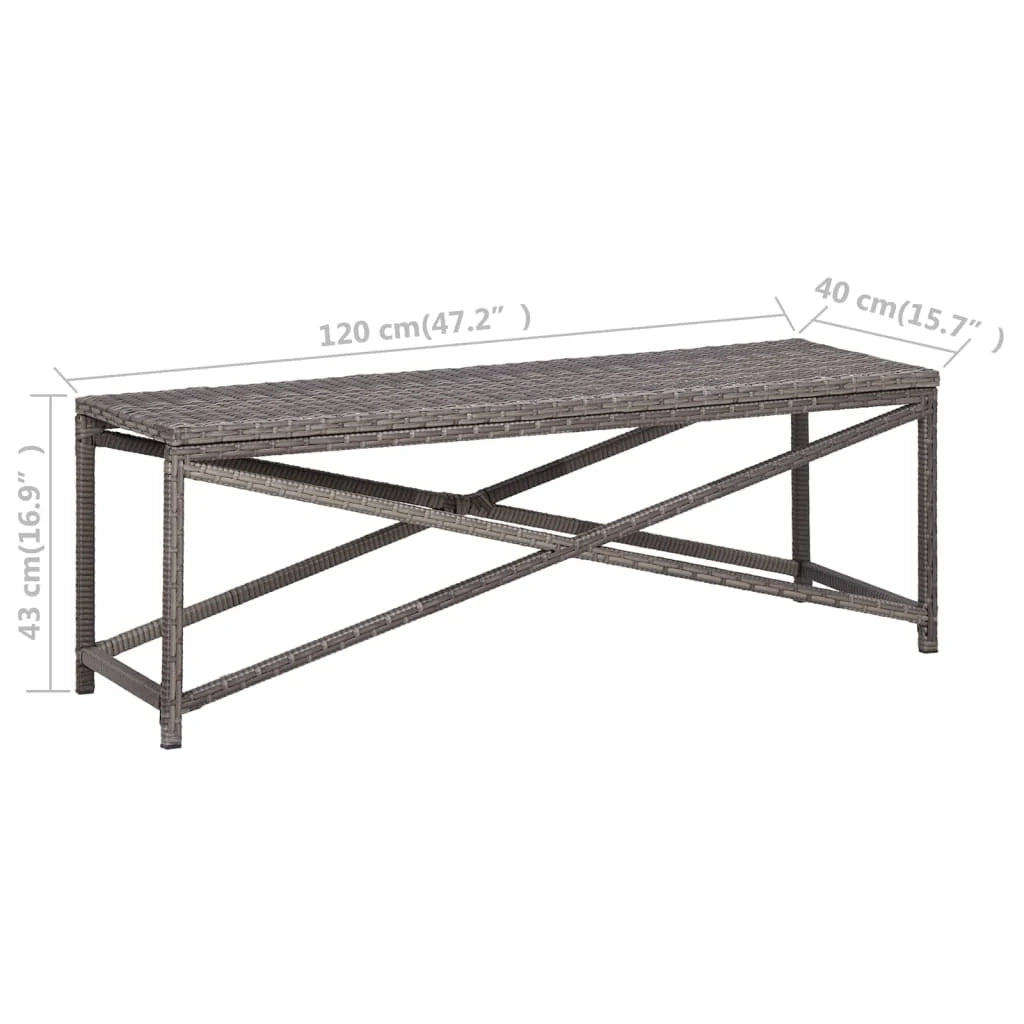 Panca da giardino arredo da esterno terrazza 120 cm resina intrecciata grigia 02_0011207
