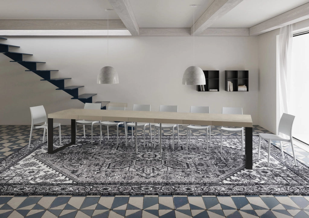 Tavolo allungabile 90x140/400 cm Tekno Premium Cashmere gambe antracite