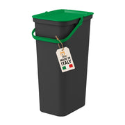 Akitaink Pattumiera 25L Nero Verde Manico Blocco