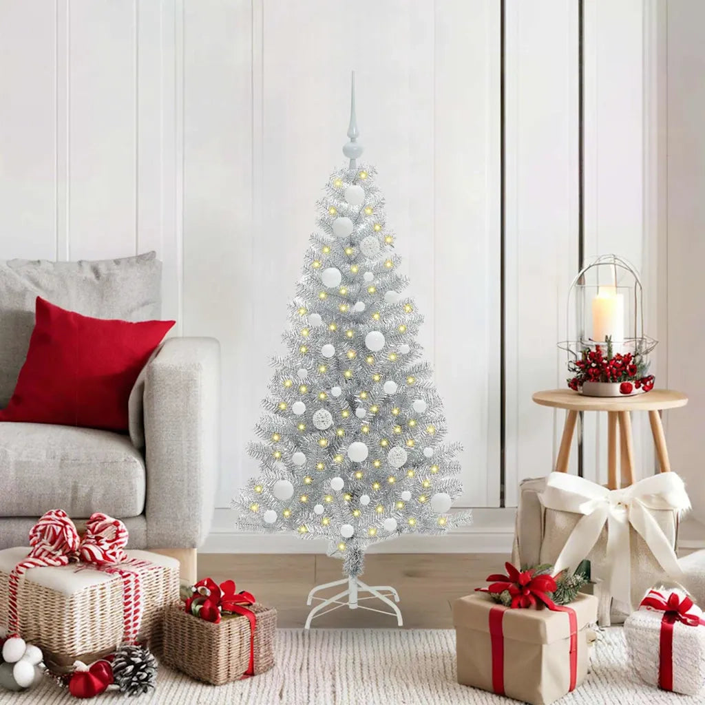 Albero di Natale con 150 LED con supporto Argento 120 cm PET 3396655