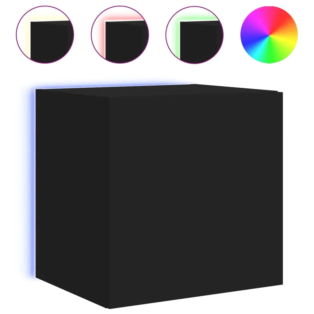 Mobile TV multimediale mensola TV credenza mobile TV parete attrezzata per sala da pranzo soggiorno camera da letto con luci LED 40,5 x 35 x 40 cm nero 02_0027885