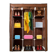 Armadio Vestiario In Tessuto Con Ante Con Cerniera Nyana Home Misure 170x130x45cm Marrone
