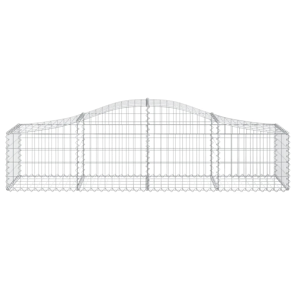 Cestini gabbioni recinzione a gabbia muro di contenimento ad arco 3 pezzi 200 x 50 x 40/60 cm ferro zincato argento 02_0040756