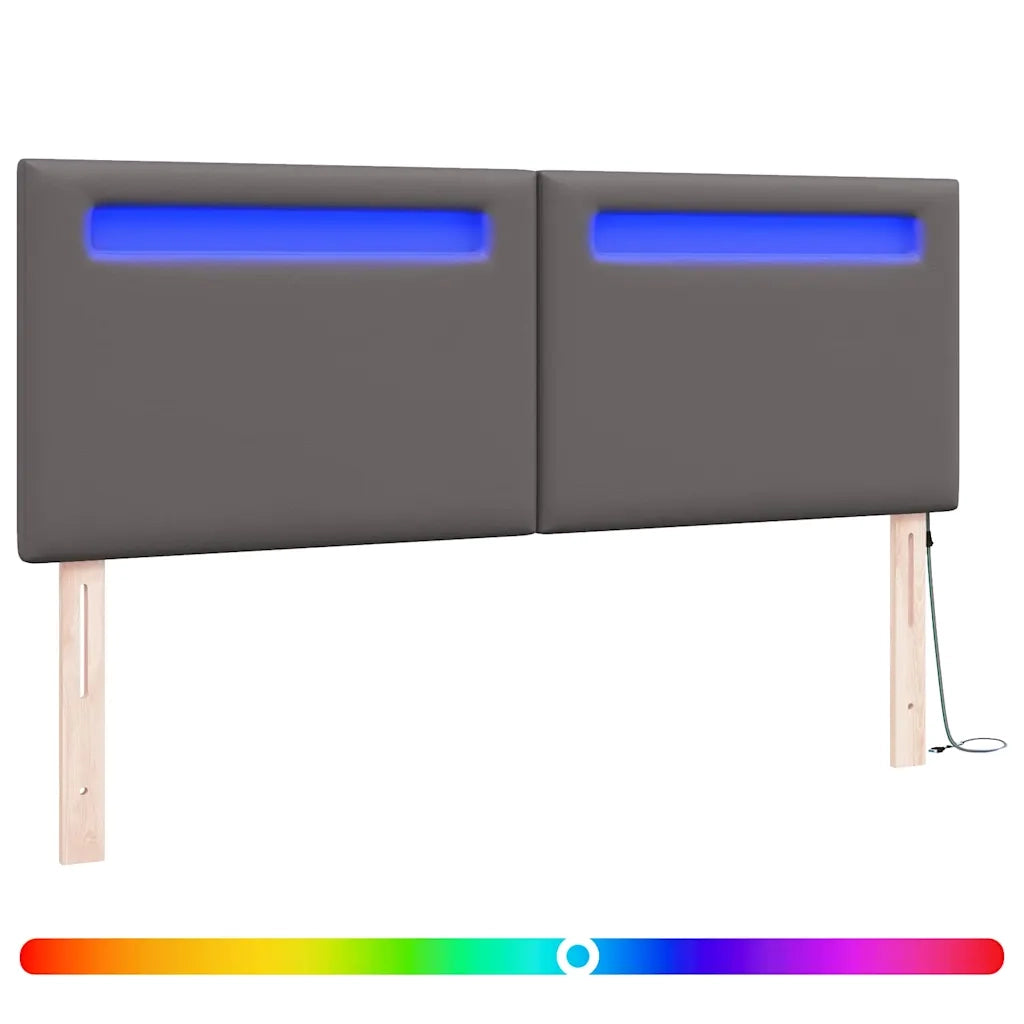 Testiera LED-Testata con LED-Testiera Decorativa Grigio 160 cm Pelle Sintetica
