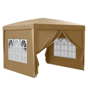 Gazebo da Esterno 3x3 m Pieghevole con 4 Pannelli Laterali in Acciaio e Tessuto Oxford Cachi
