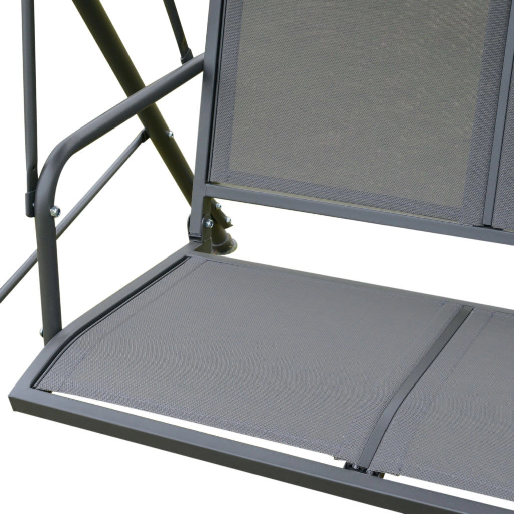 Easycomfort Dondolo da Giardino a 3 Posti con Baldacchino, Dondolo da Esterno in Acciaio e Tessuto Poliestere, 175 x 118 x 159cm Grigio