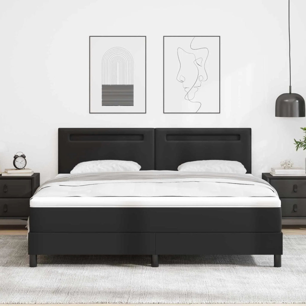 Letto a molle con strisce LED Nero 180 x 200 cm Pelle sintetica 3339060