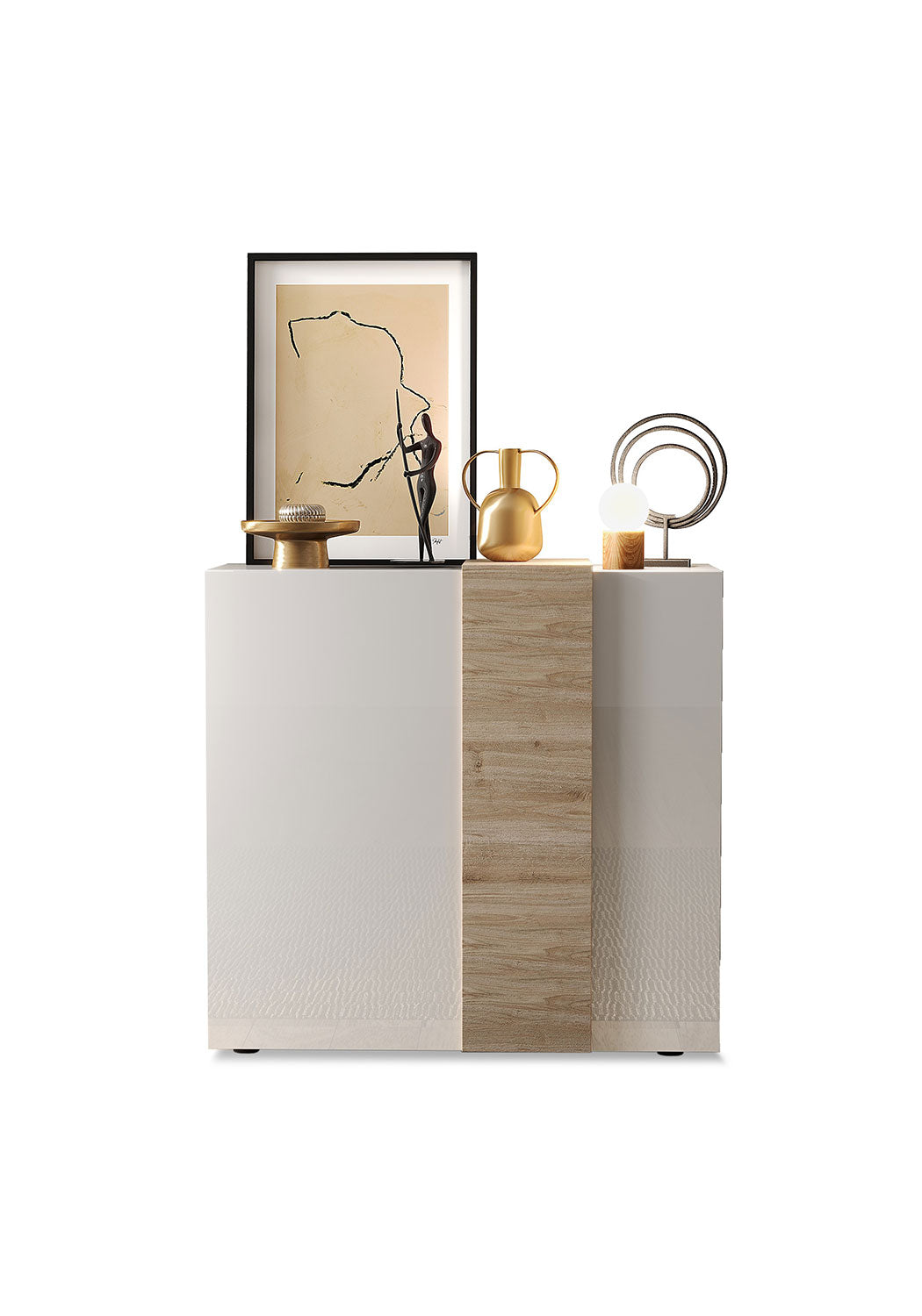 Madia Design Moderno 2 Ante Venus 121x44x114 cm Bianco Lucido E Cadiz