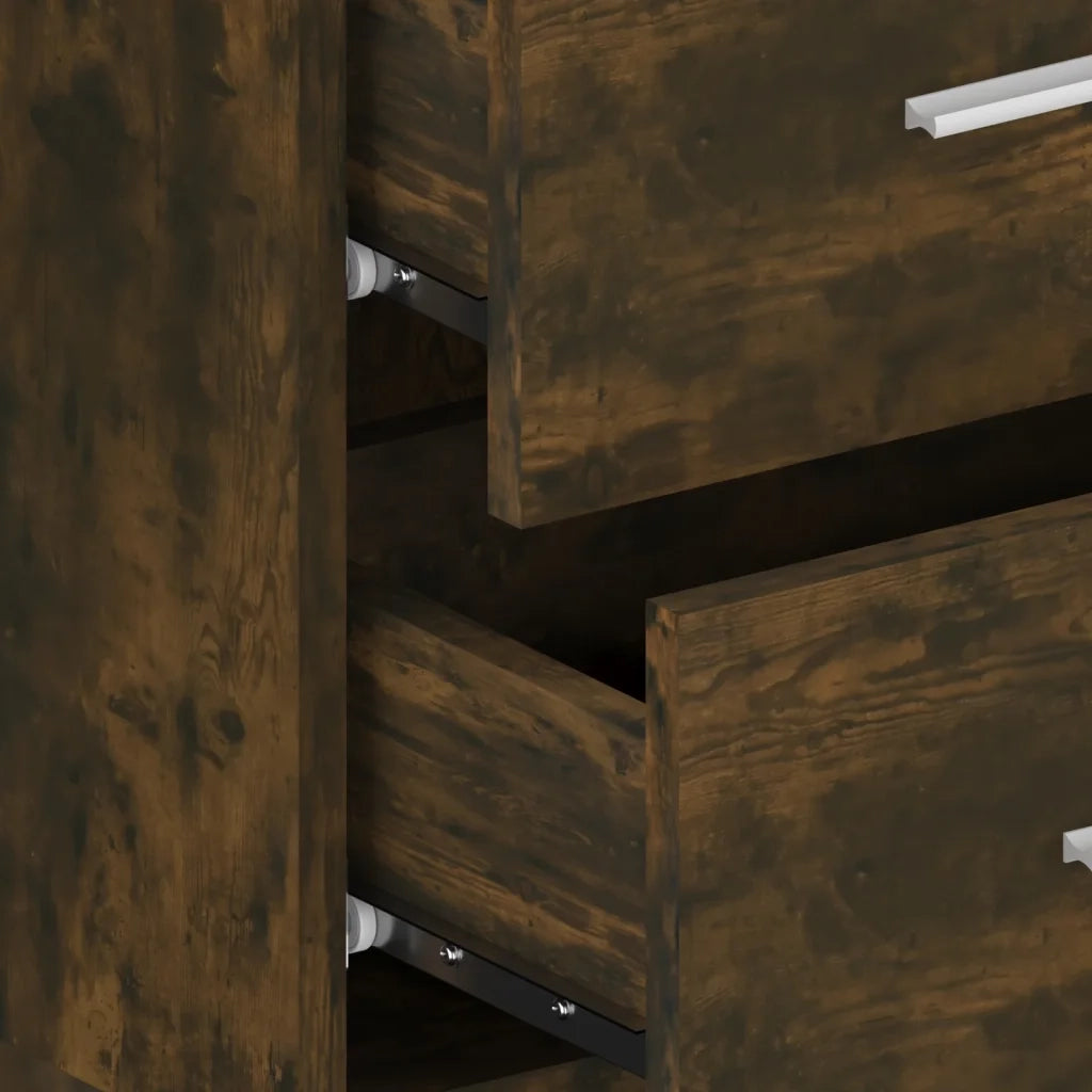 Set di 2 Comodini | Armadio da Notte | Mobiletto da notte a Muro Rovere Fumo