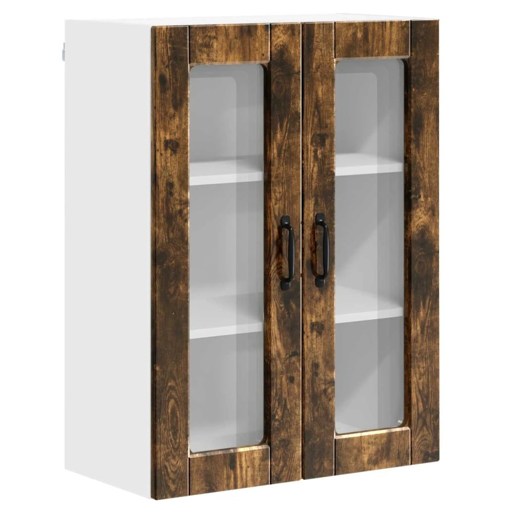 Pensile da cucina | Mobile in vetro da parete PORTO Rovere fum¨¦ 60 x 31 x 80 cm