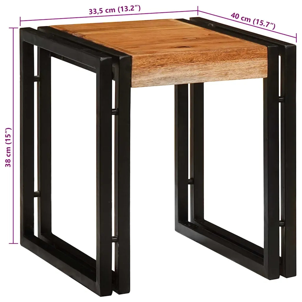 vidaXL Tavoli da Fine 3 pcs Marrone e nero Legno massello di acacia