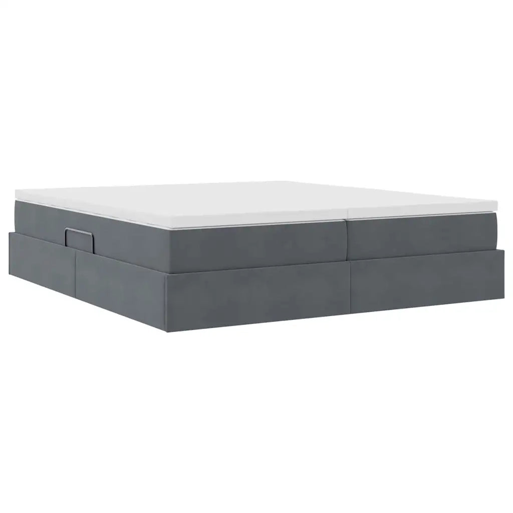Letto con contenitore e materasso Grigio scuro 180 x 200 cm