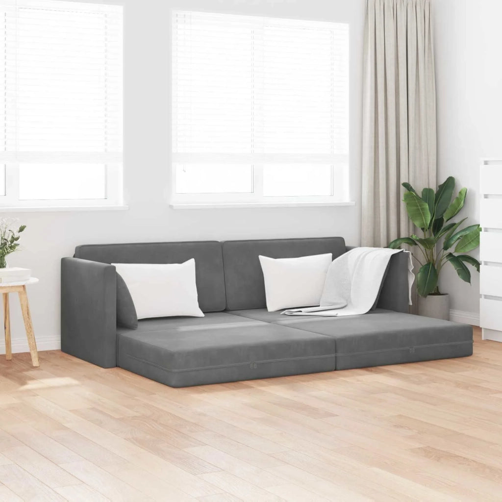 Divano-letto da pavimento Grigio scuro 213 x 70 x 77 cm Velluto 4106727