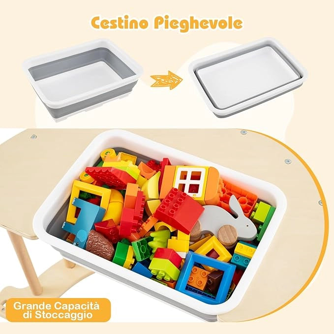 8 in 1 Arco da Arrampicata per Bambini, Altalena ad Arco in Legno con Contenitore Pieghevole, Palestra Montessori per Bambini 3 Anni + (80 × 47 × 41 cm)