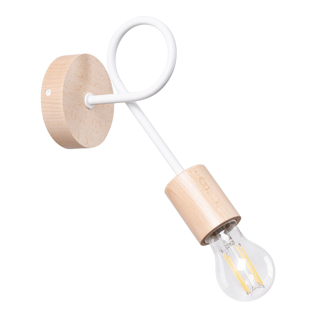 Applique loft BRAZZA bianco/legno chiaro E27 Pure Lume