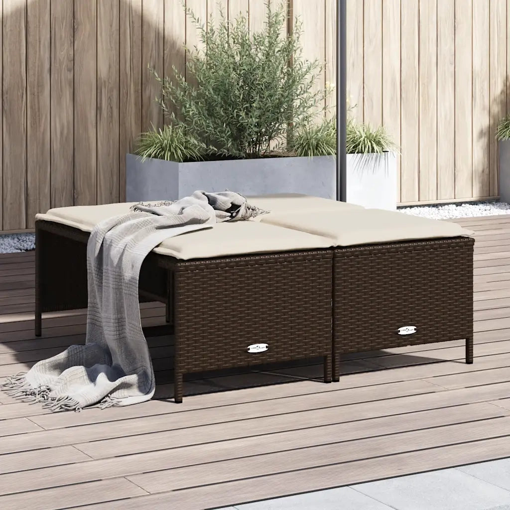 Sgabelli da Giardino con Cuscini 4 pz Marrone in Polyrattan CFW7226255