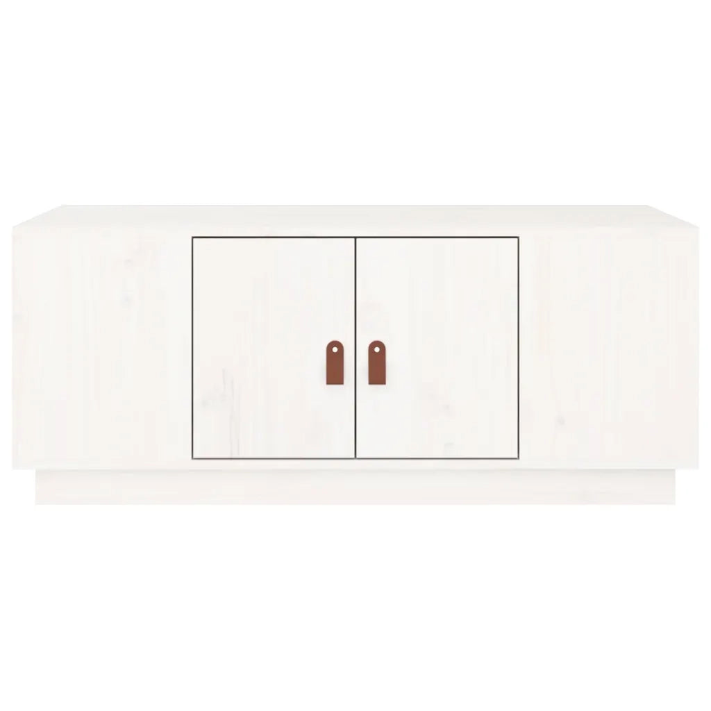 Tavolino da Salotto Bianco 100x50x41 cm Legno Massello di Pino