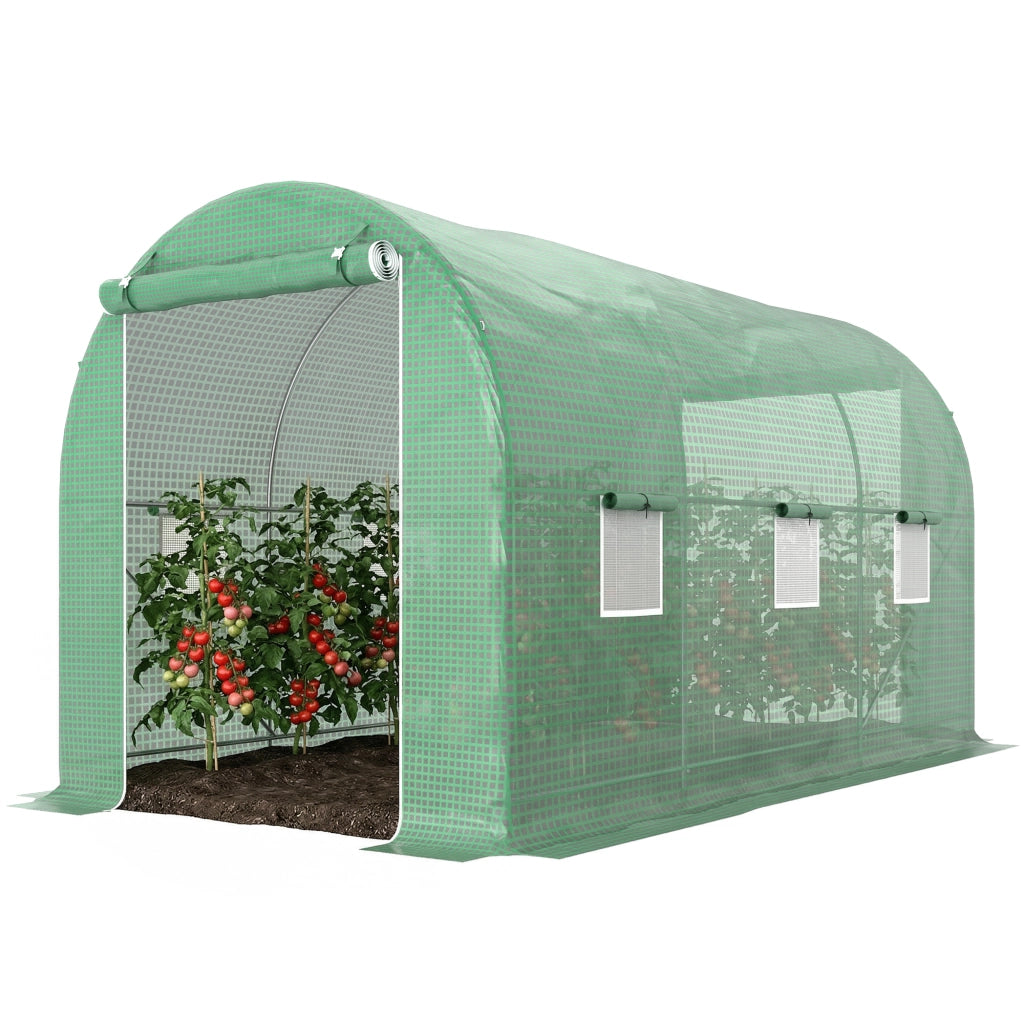 Tunnel Serra 4x2x2 m ¨C zephmum ¨C Verde con Porta a Rullo e 6 Finestre a Rete