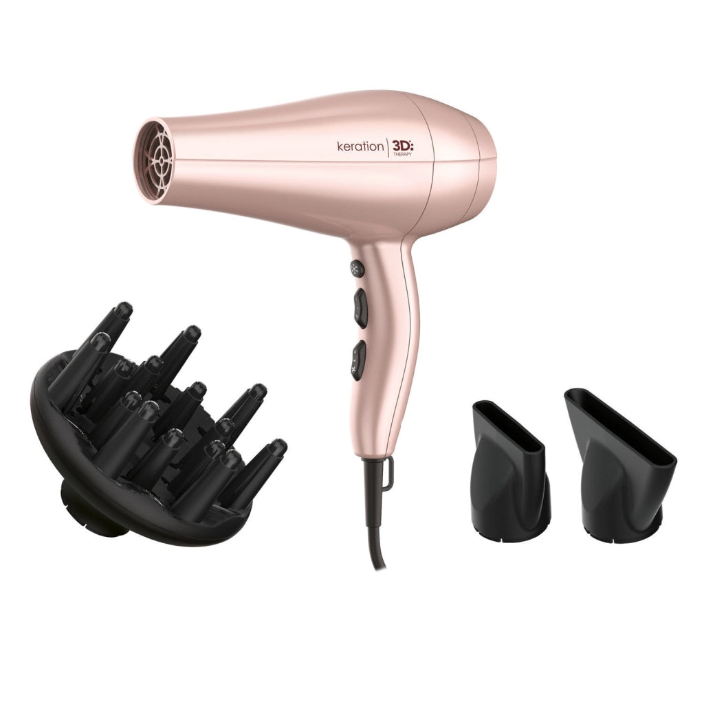 GA.MA Phon Keration Diva 3D: preserva la cherativa naturale dei capelli, tecnologia agli ioni, anti crespo, 2300W, motore AC a lunga durata, Sei combinazioni di temperatura e velocità, colpo d'aria fredda incluse 2 bocchette e 1 diffusore