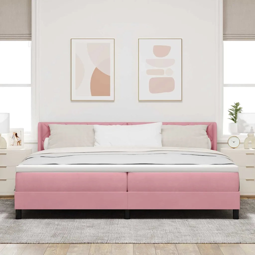Letto a molle con testiera Rosa 200 x 200 cm Velluto 3341545