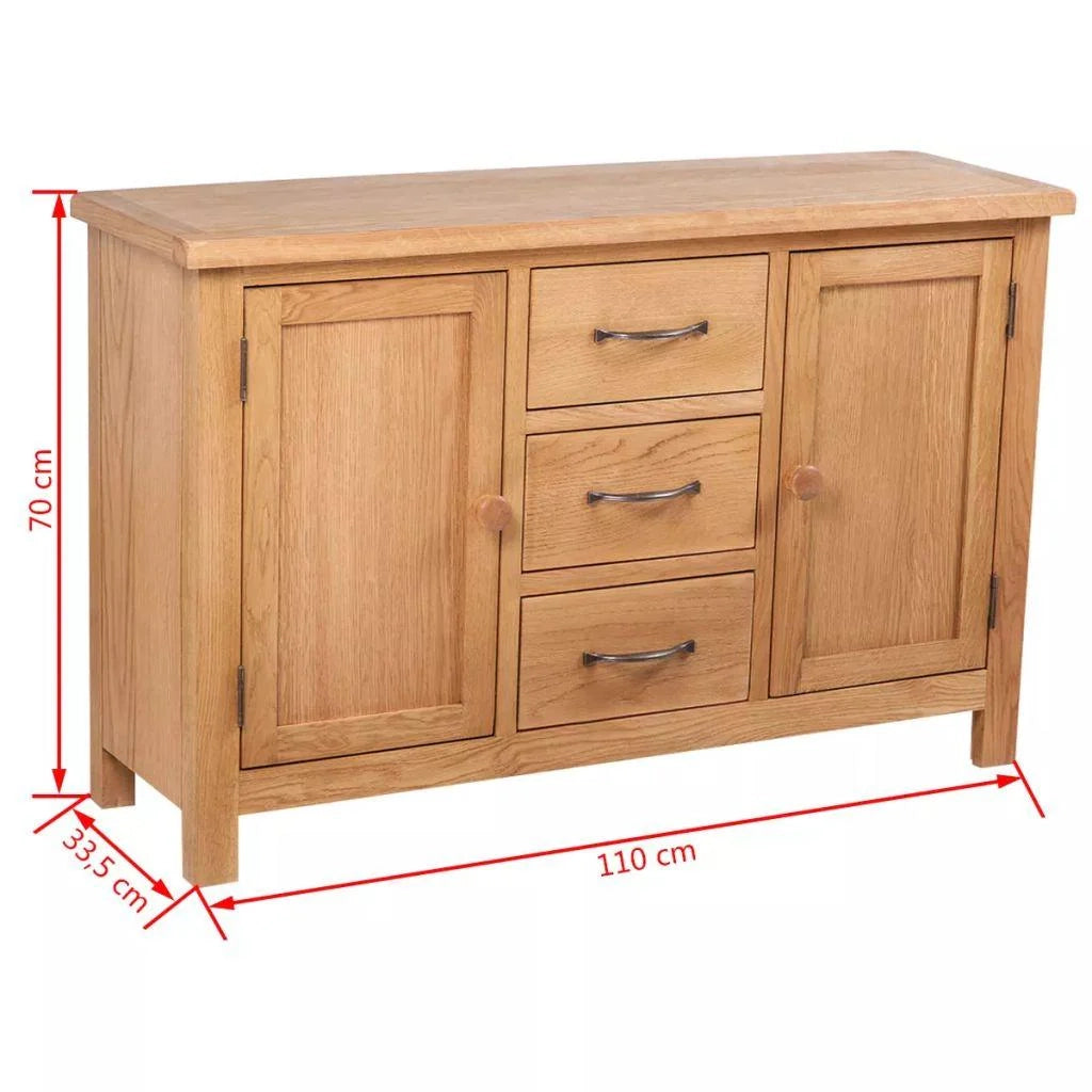 Buffet credenza mobiletto consolle mobile contenitore con 3 cassetti 110 cm legno massello di rovere 4402244