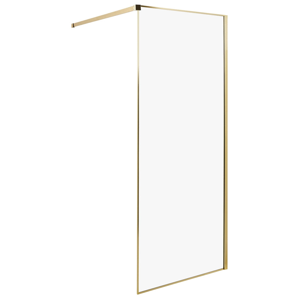 Schermo doccia oro in vetro temperato con cornice in acciaio inox Wet Room Bagno senza porte 80 x 190 cm