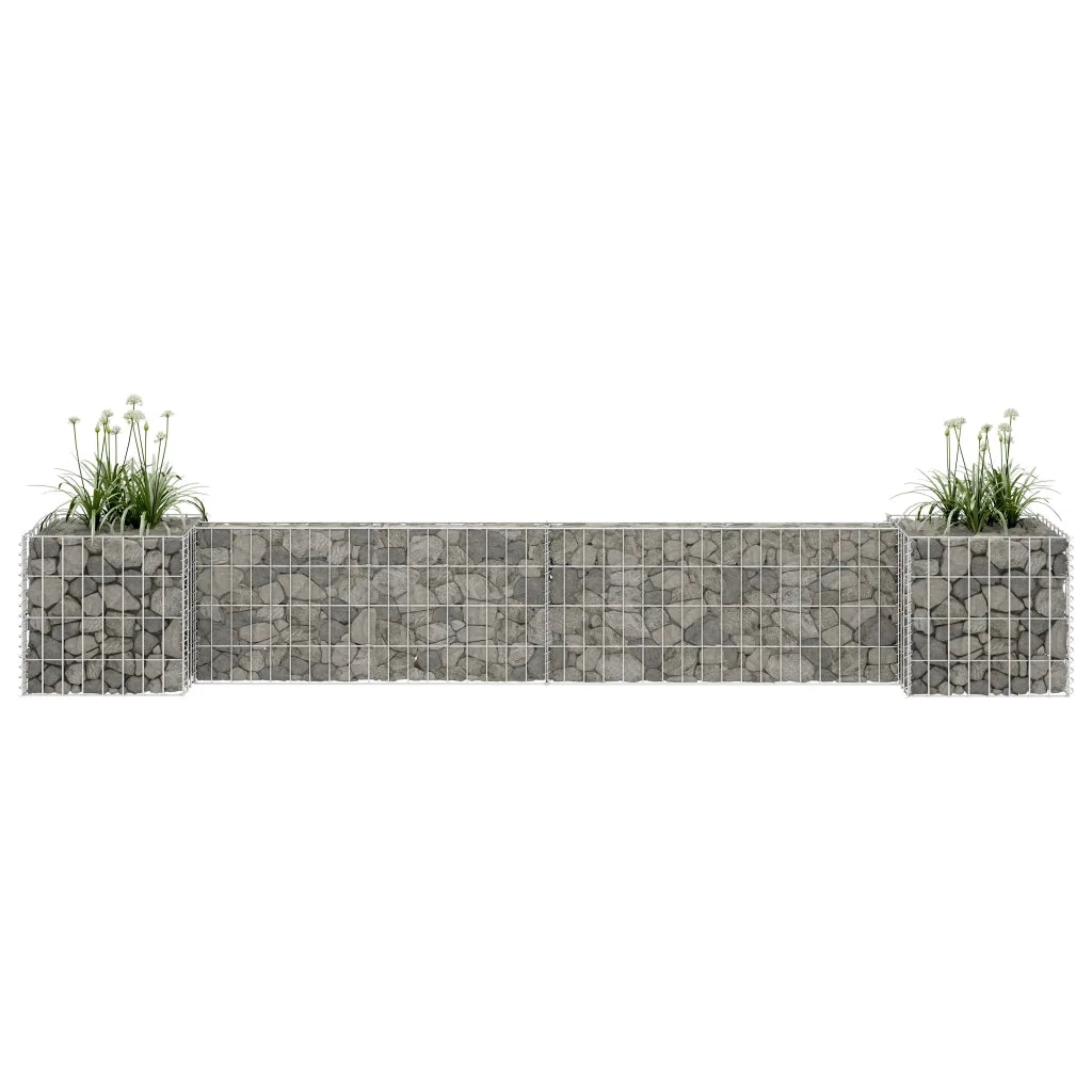 Gabbione Fioriera | Cassetta per fiori | Vaso ad "H" in Filo di Acciaio 260x40x40 cm