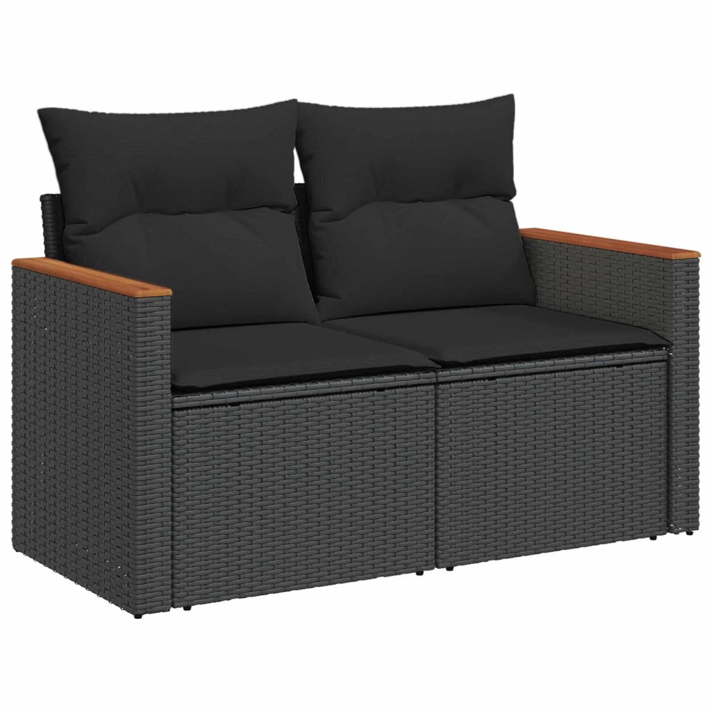 Set di divani 6 pz Nero Rattan sintetico e Acciaio 3447607