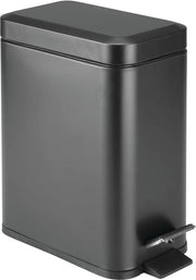 Pulitore a pedale - contenitore per rifiuti/baschetto - per bagno, cucina e ufficio - con pedale, coperchio e contenitore interno in plastica/disegno ergonomico/materiali metallici - nero