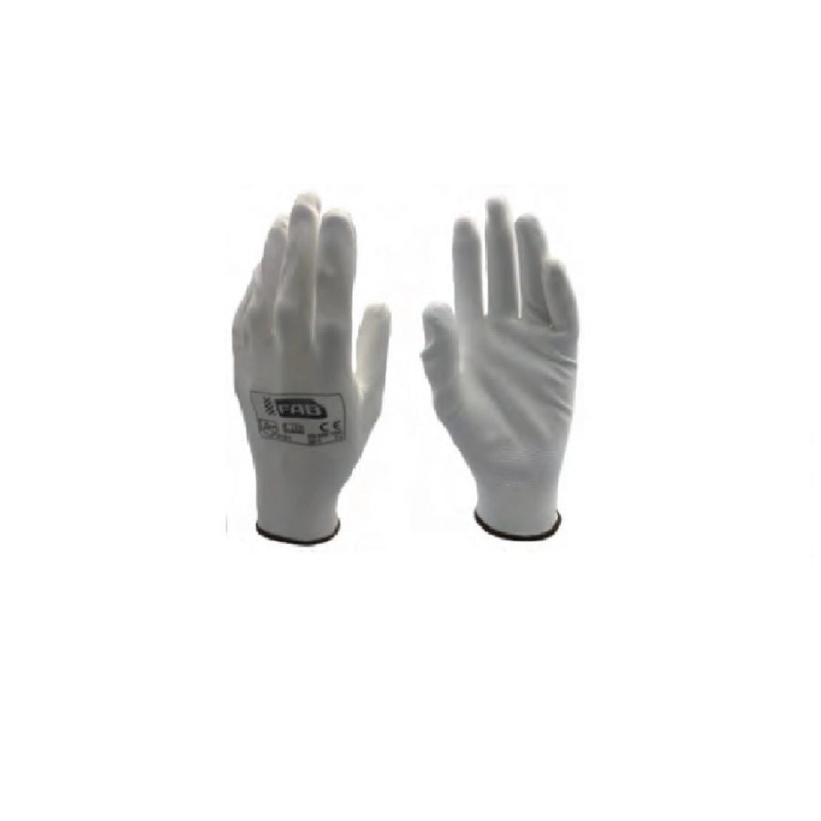 Guanto nylon bianco spalmato poli. taglia 9