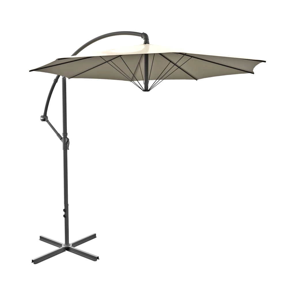 Stadia - Ombrellone da giardino decentrato ø 300 cm con palo in acciaio H250 cm beige