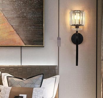 Applique Da Parete Nero Attacco E14 Lampada Muro Paralume In Vetro Metallo E36-1