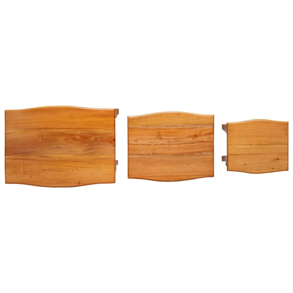 Tavolini Nesting 3 pcs Naturale Legno di Mogano Massello 42009927