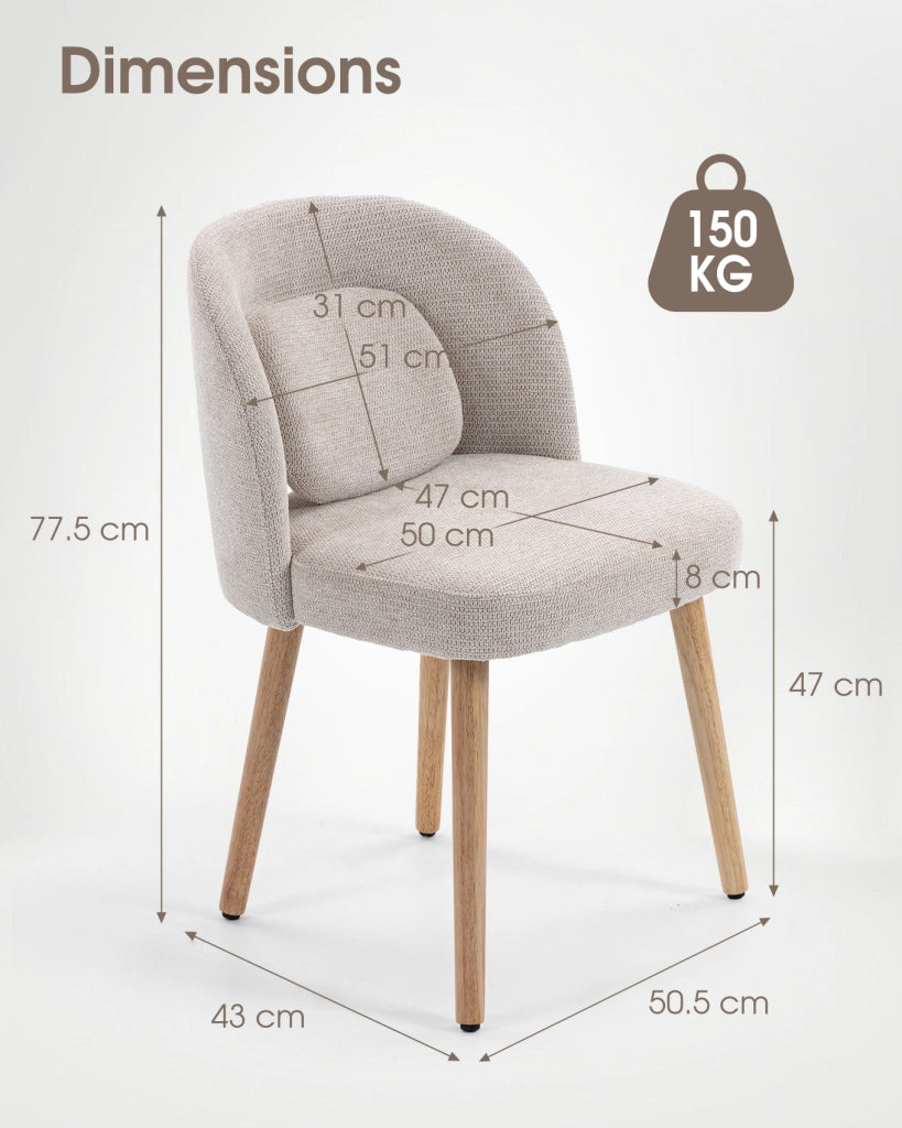 Set di 2 Sedie da Pranzo in Legno con Cuscino Imbottito
