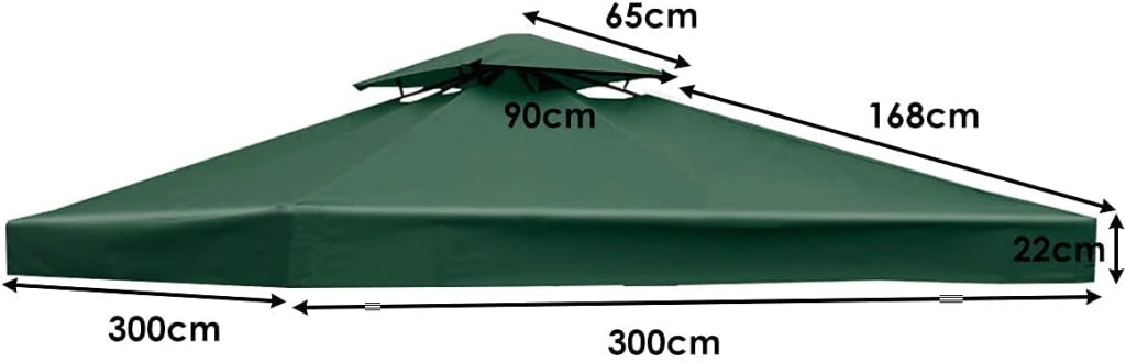 Tetto di Ricambio, per Gazebo Giardino di 3 x 3 M, Doppio/Singolo Strato, in Tessuto Poliestere, Impermeabile e Anti-UV, per Cortile/Spiaggia/Parco, 3 Colori e 2 Stili