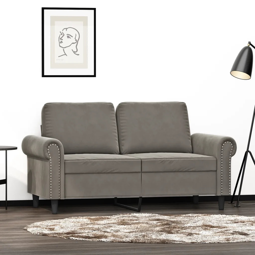 Divano a 2 Posti Grigio Chiaro 120 cm in Velluto cod mxl 19403
