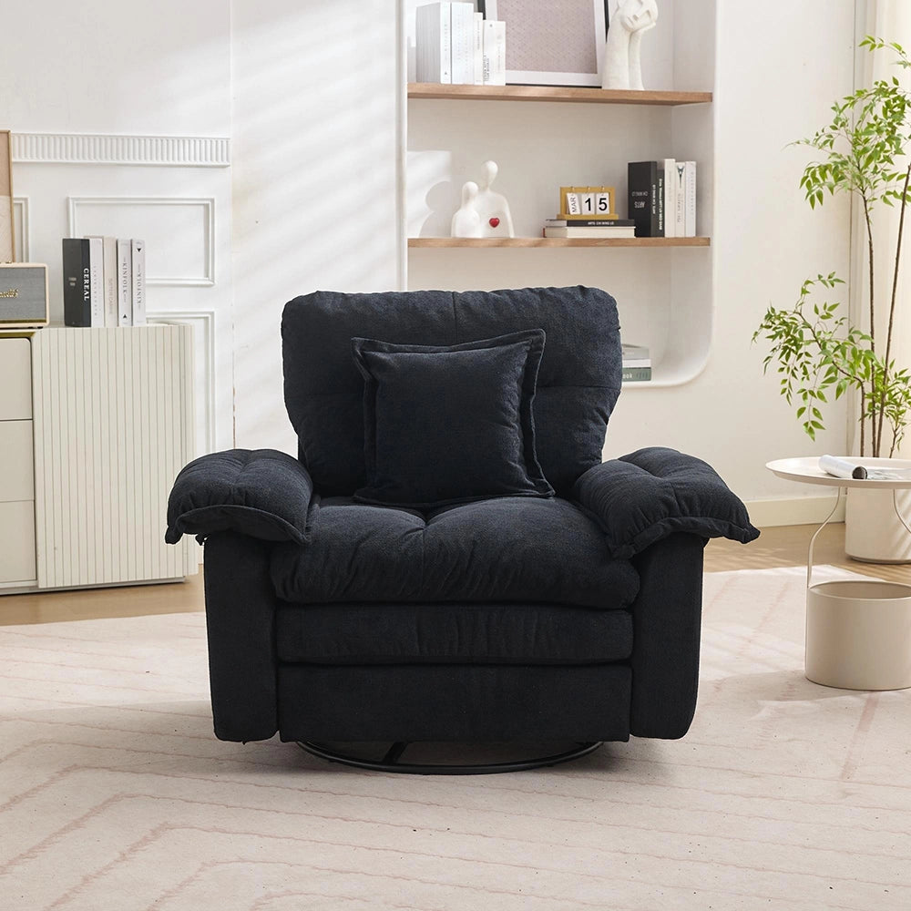 Set di divani in cheniglia 2 pezzi - Xylo - Divano singolo + chaise longue con imbottitura doppia e cuscini decorativi