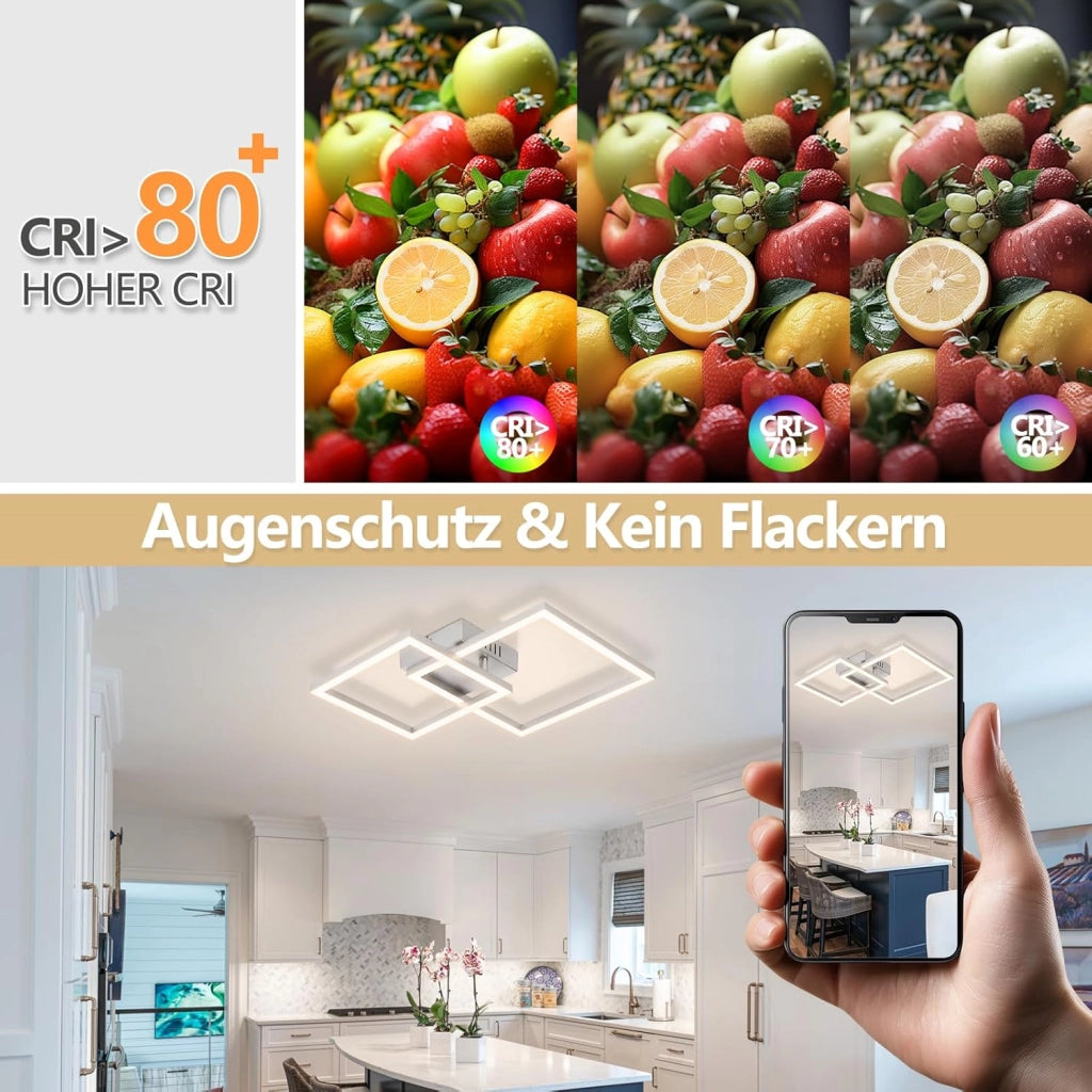 ZMH Plafoniera LED argento 20W 4000K moderna plafoniera quadrata per soggiorno camera da letto corridoio o ufficio
