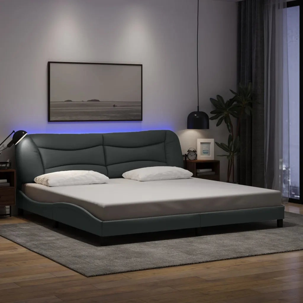 Giroletto con LED senza Materasso-Struttura Letto con LED Hvar 200x200 cm Tessuto