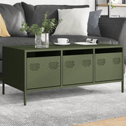 Tavolino-Tavolino da soggiorno-Tavolo Verde Oliva 101,5x50x43,5 cm Acciaio Laminato a Freddo 513260