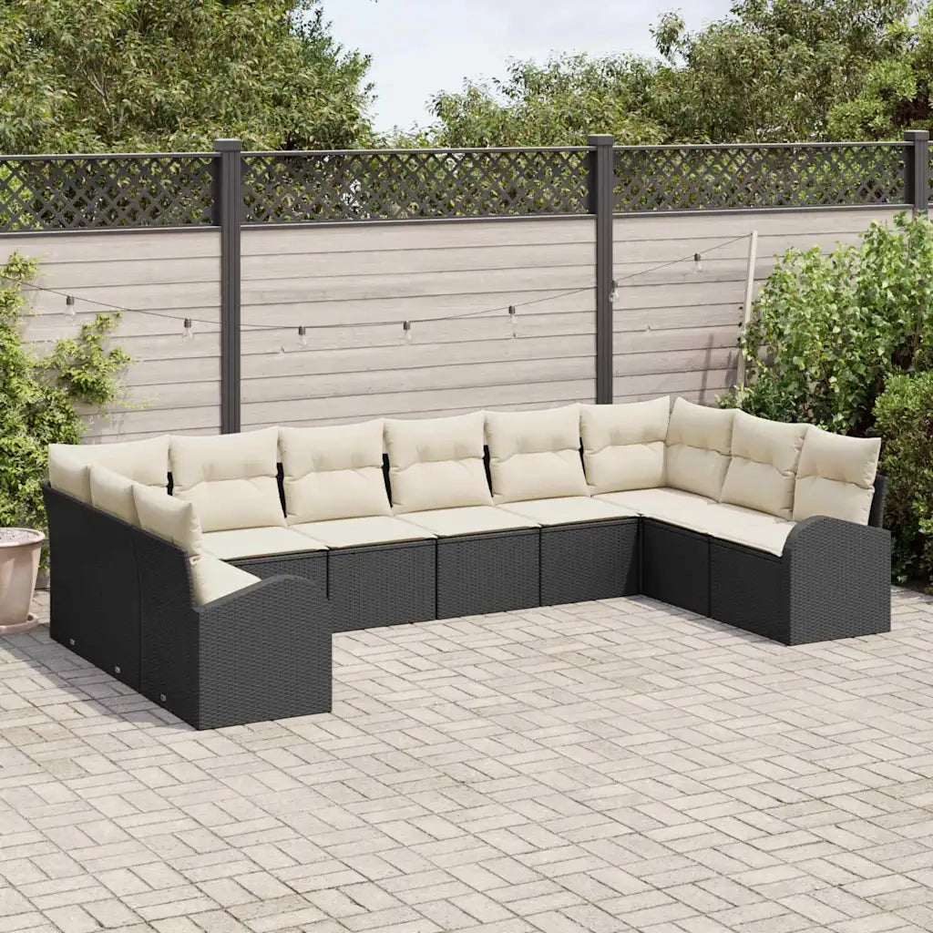 Set di divani con cuscino 10 pcs Nero Polyrattan 3346217