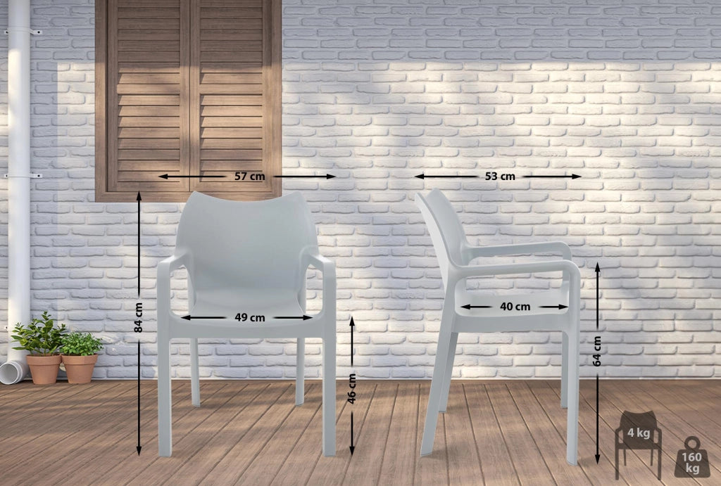 SET di 2 sedia impilabile DIVA grigio chiaro