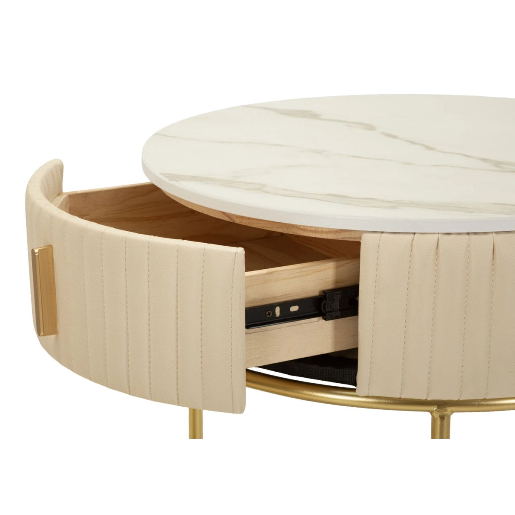 Set toletta POK con puff, design rotondo in oro