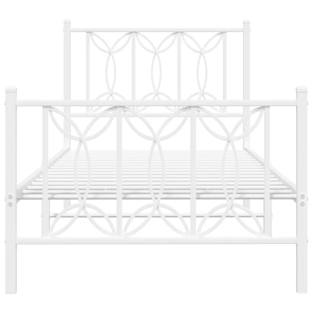 Giroletto con Testiera e Pediera Metallo Bianco 80x200 cm