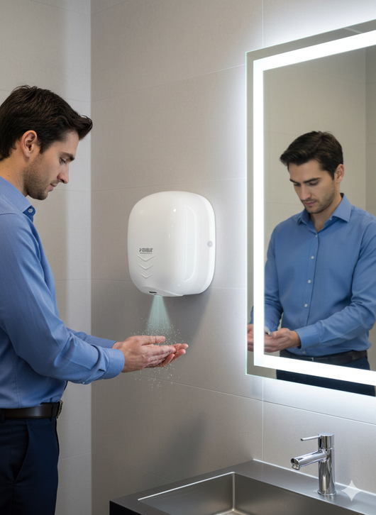 Asciugamani Elettrico con Fotocellula 1100W Vama Stream Dry UV BF Acciaio Bianco