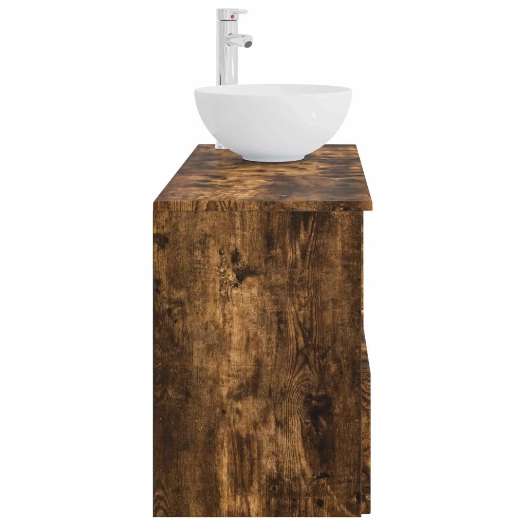 Set di mobili per il bagno 2 pz Rovere Fumo 3404029