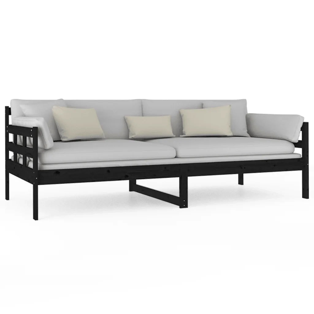 Dormeuse Nera in Legno Massello di Pino 90x200 cm 820361